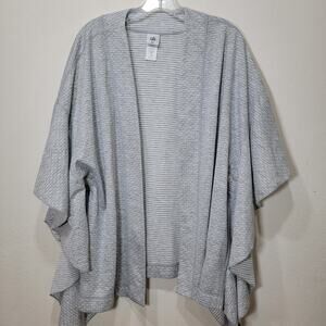 Cabi ATC Reversible Cape Poncho Jacket M L 5846 Gray Polka Dot White Stripe